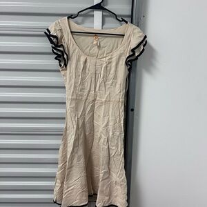 Anthropologie Maeve Ivory Black Tiered TIME GONE BY Dress size 0